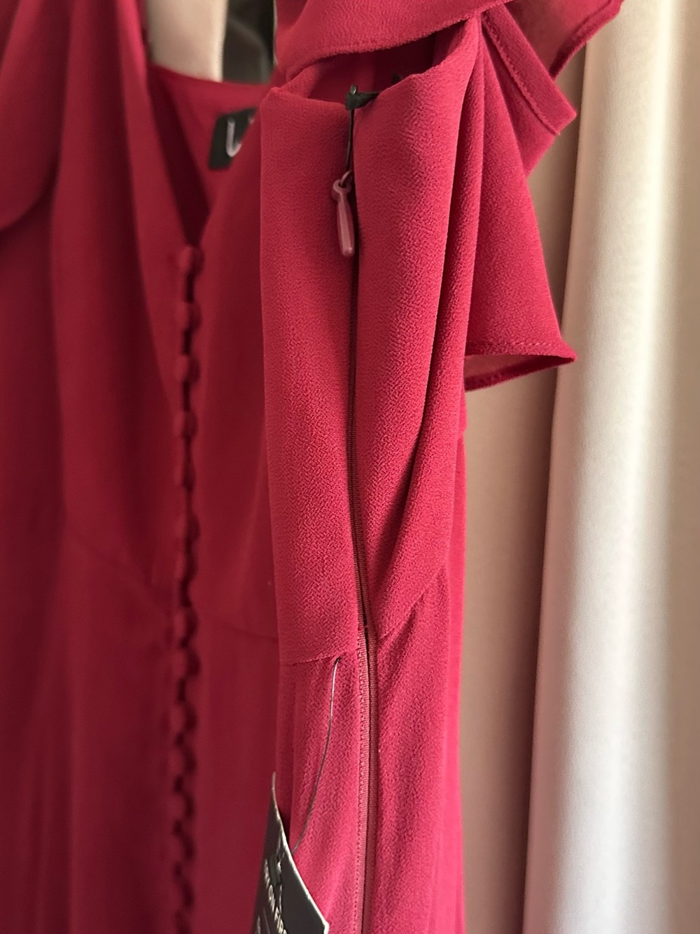 Lulu's Red Maxi Dress with Ruffle Shoulder Detail - Picture 8 of 11